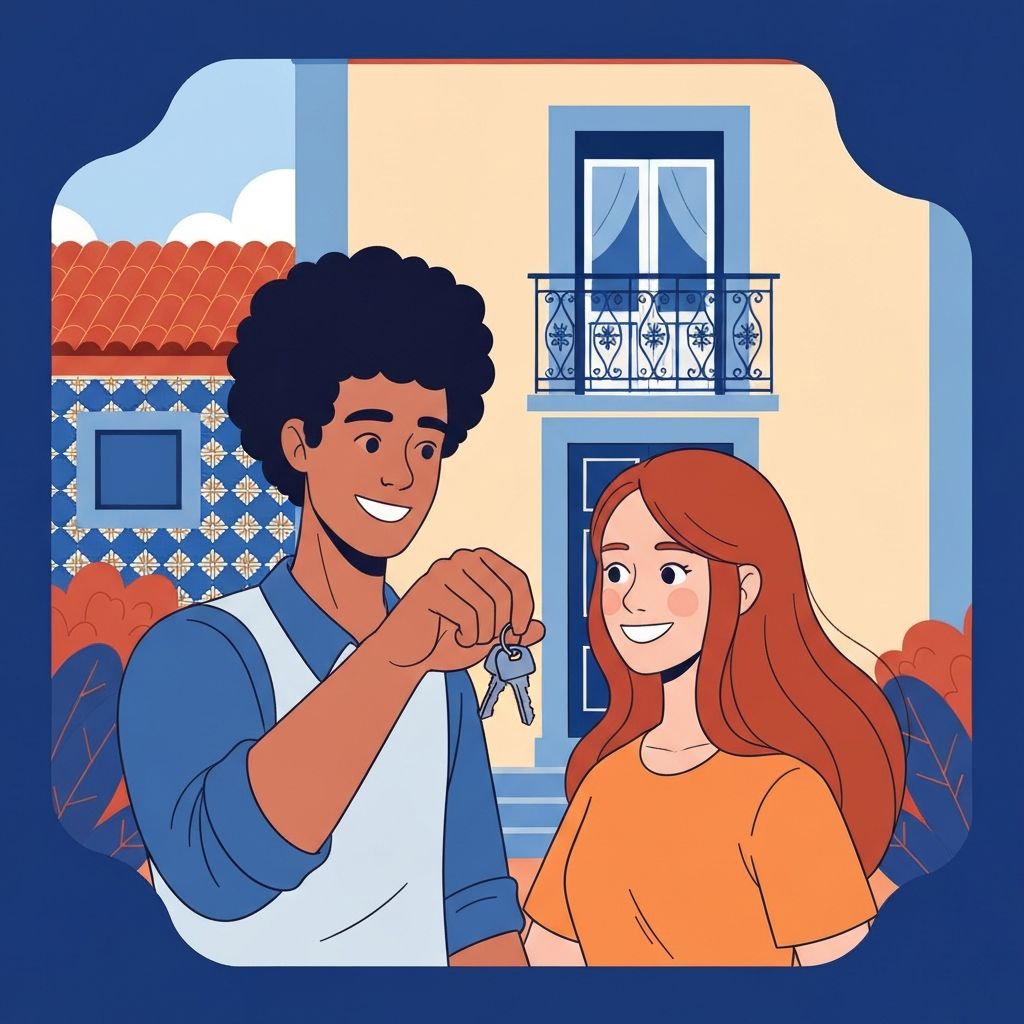 Young couple with house keys